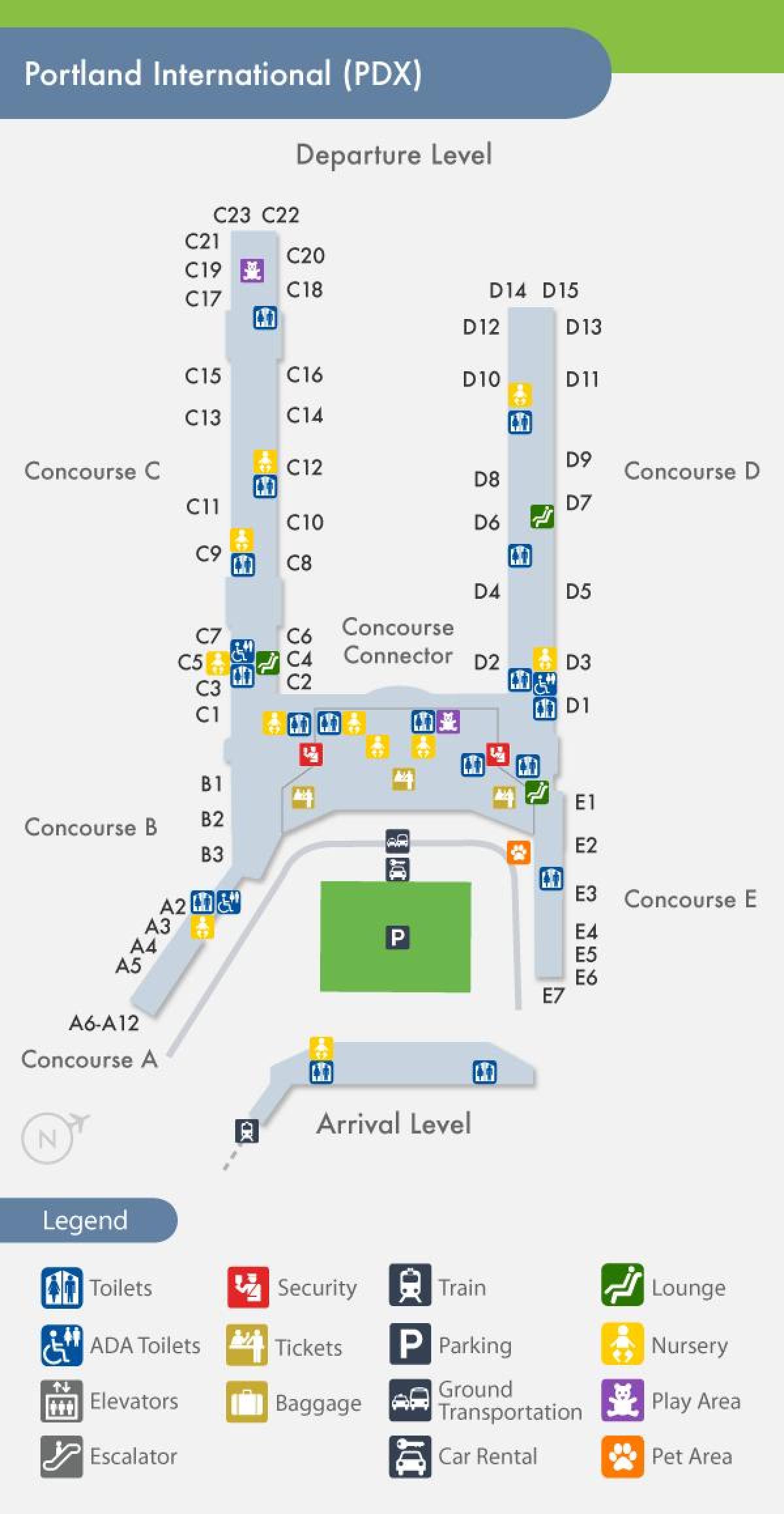خريطة PDX المطار