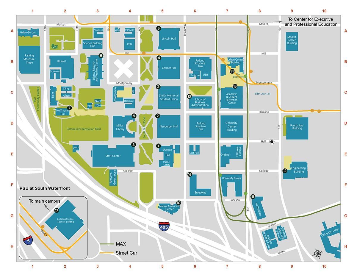 PDX edu خريطة الحرم الجامعي