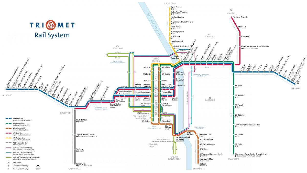 بورتلاند نظام السكك الحديدية خريطة