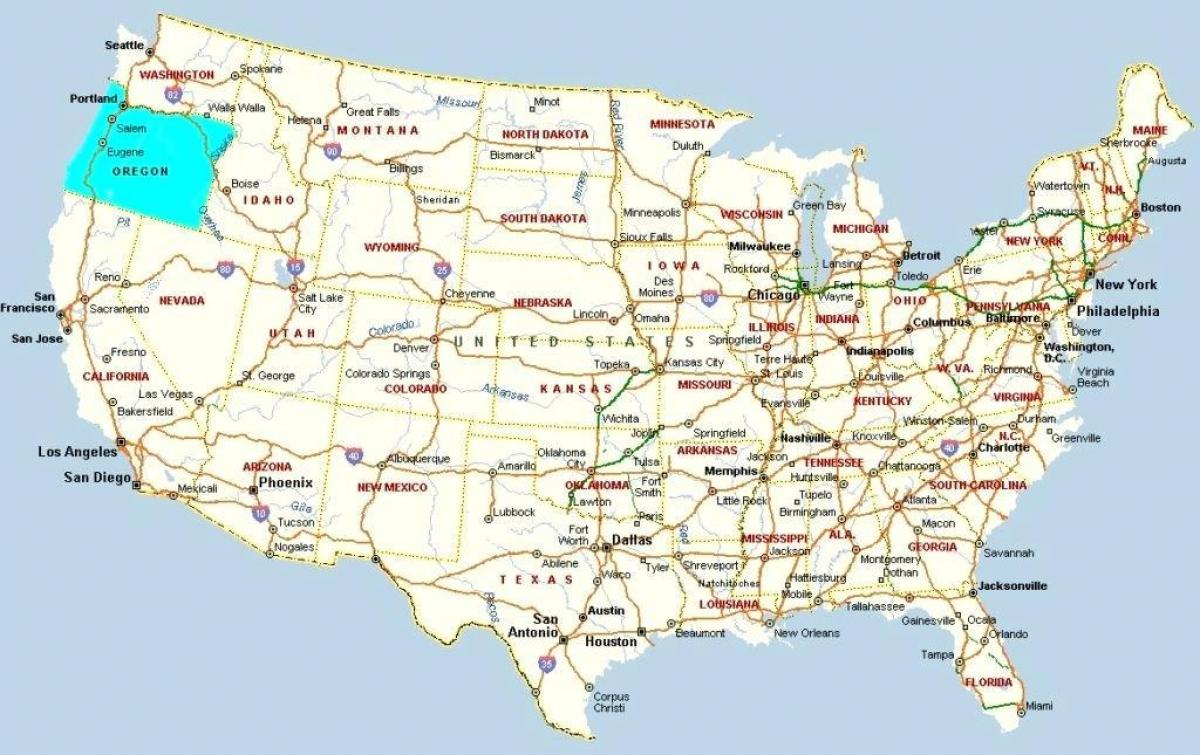 خريطة بورتلاند في ولاية أوريغون في الولايات المتحدة الأمريكية