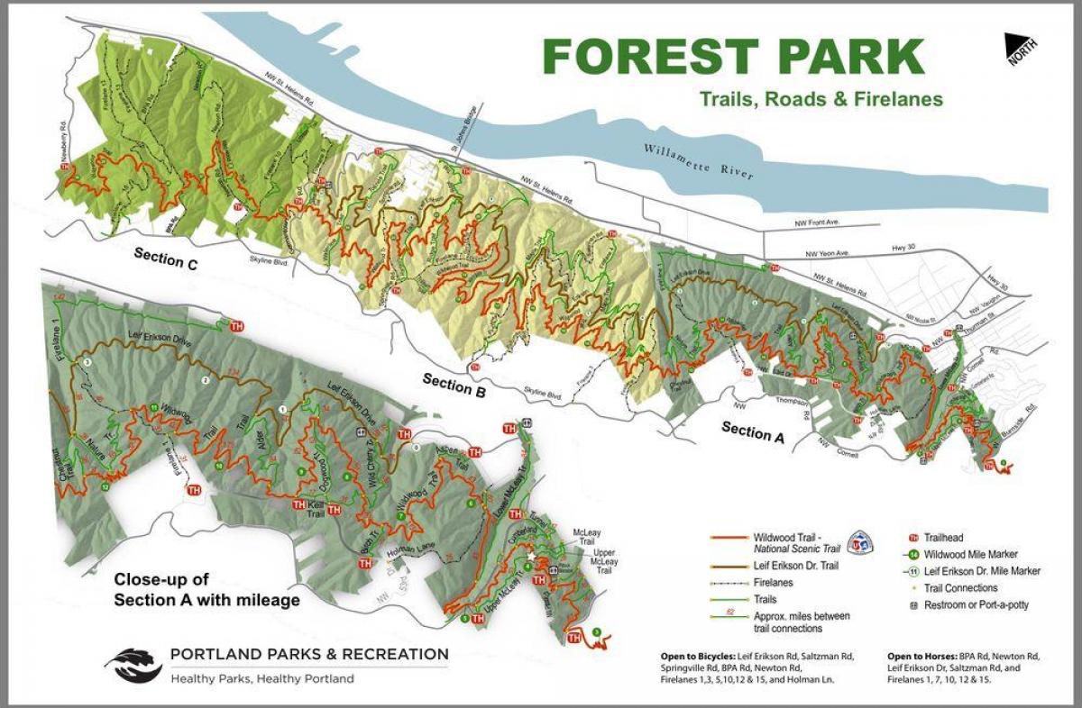 حديقة الغابات خريطة بورتلاند