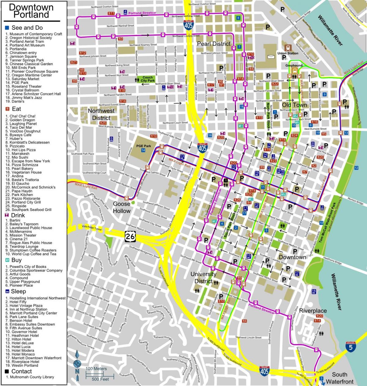 بورتلاند خريطة وسط المدينة