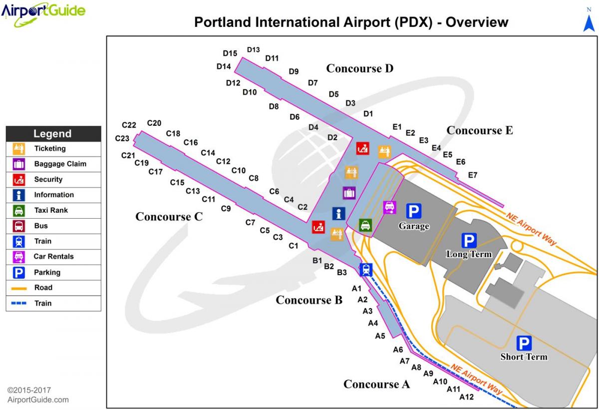 خريطة مطار بورتلاند الدولي
