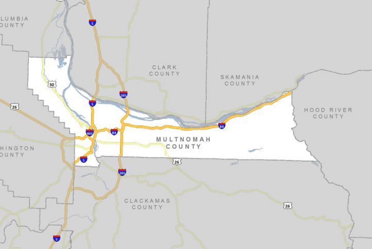 مقاطعة مولتنوماه في ولاية أوريغون خريطة